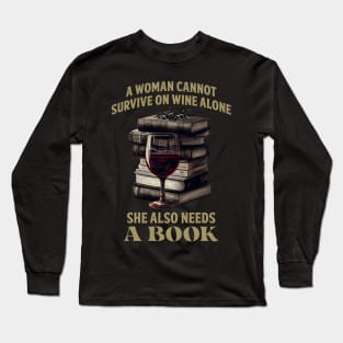 Wine Drinker Book Lover Long Sleeve T-Shirt